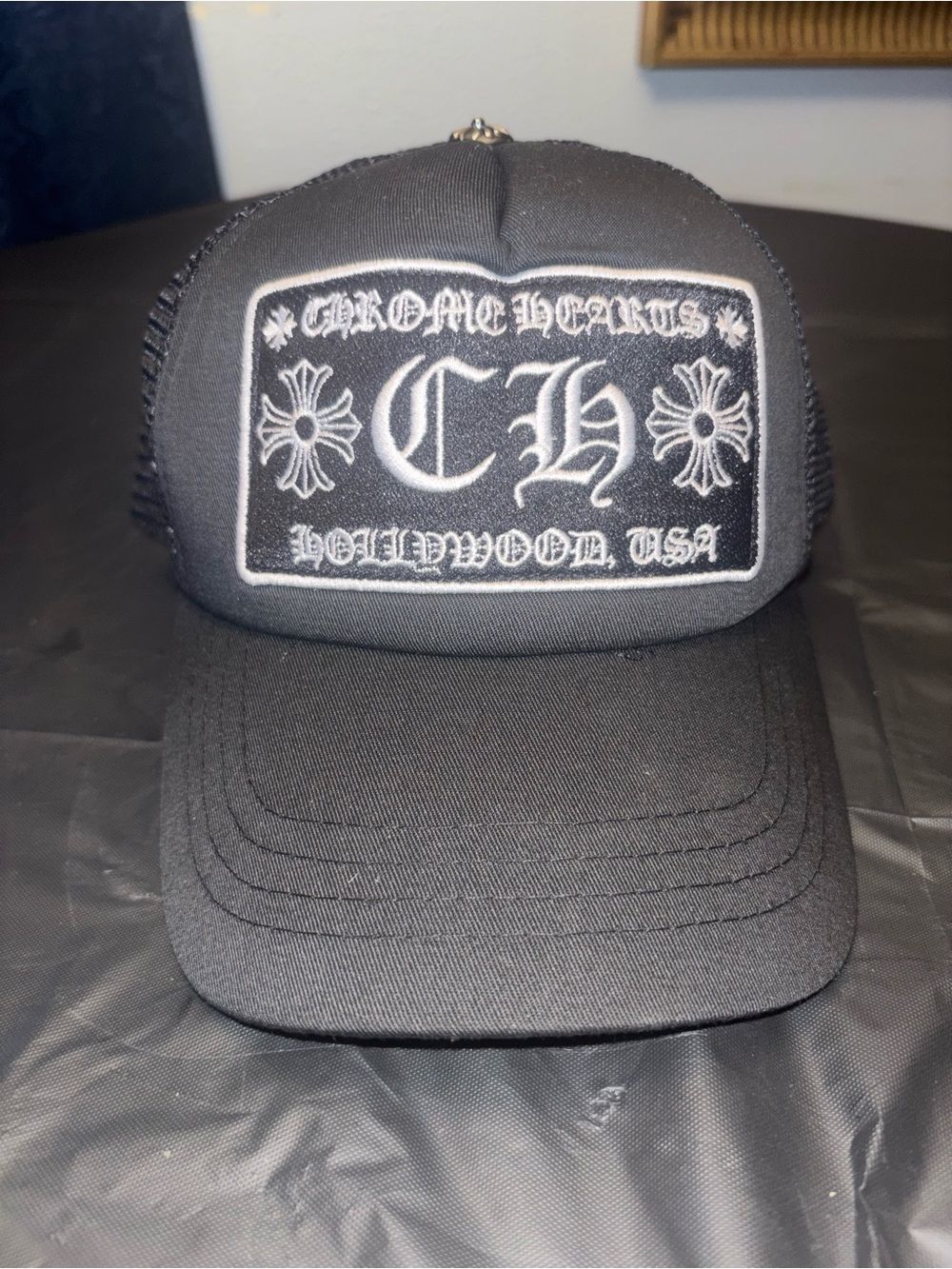 Chrome Hearts Black Patch Trucker Hat